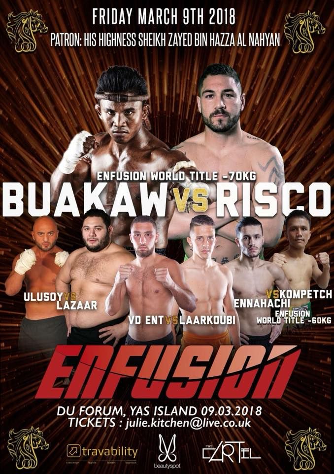 Buakaw Banchamek vecht tegen Jonay Risco voor de Enfusion wereldtitel