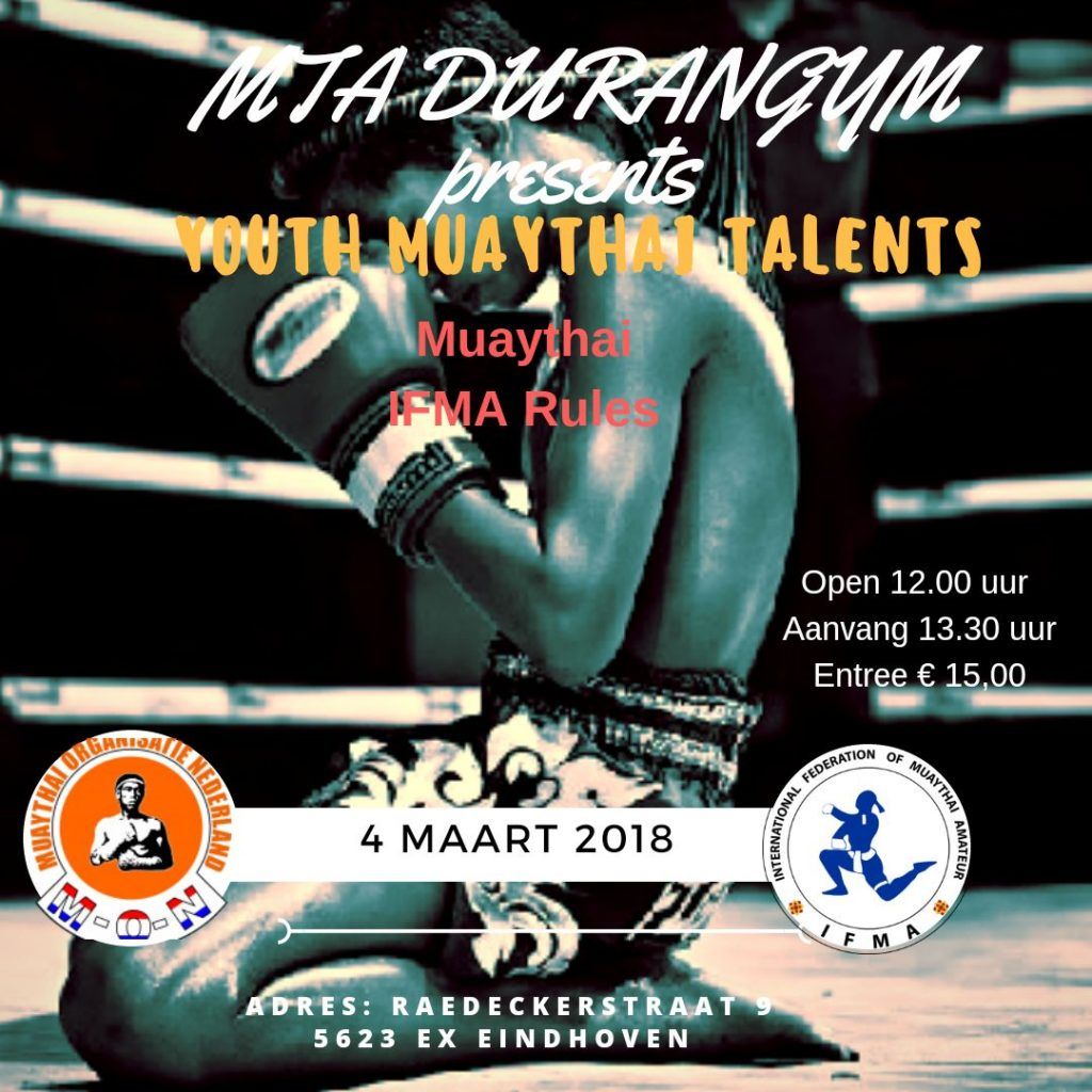 Doe mee aan de "Youth Muaythai Talents" op 4 maart 2018