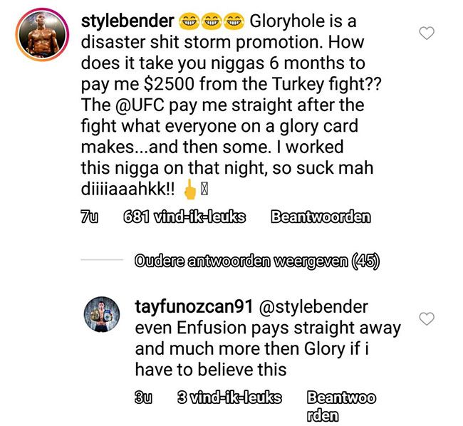UFC Vechter beledigd GLORY Kickboxing, Enfusion kampioen reageert!