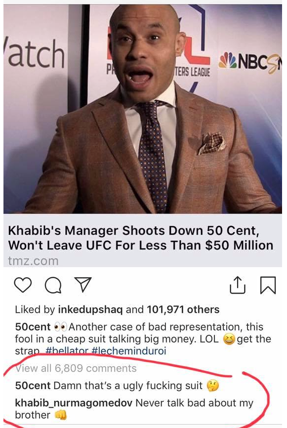 Khabib Nurmagomedov kwaad op rapper 50 cent: ‘Bespot ons niet’