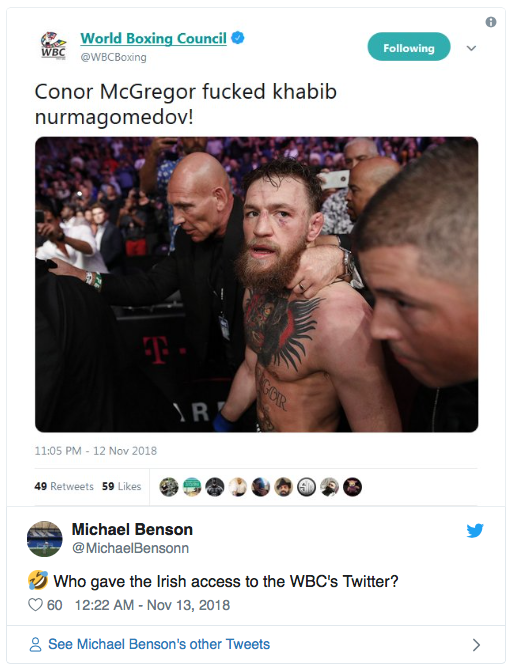 World Boxing Council in de problemen door obscene 'post' over Conor McGregor