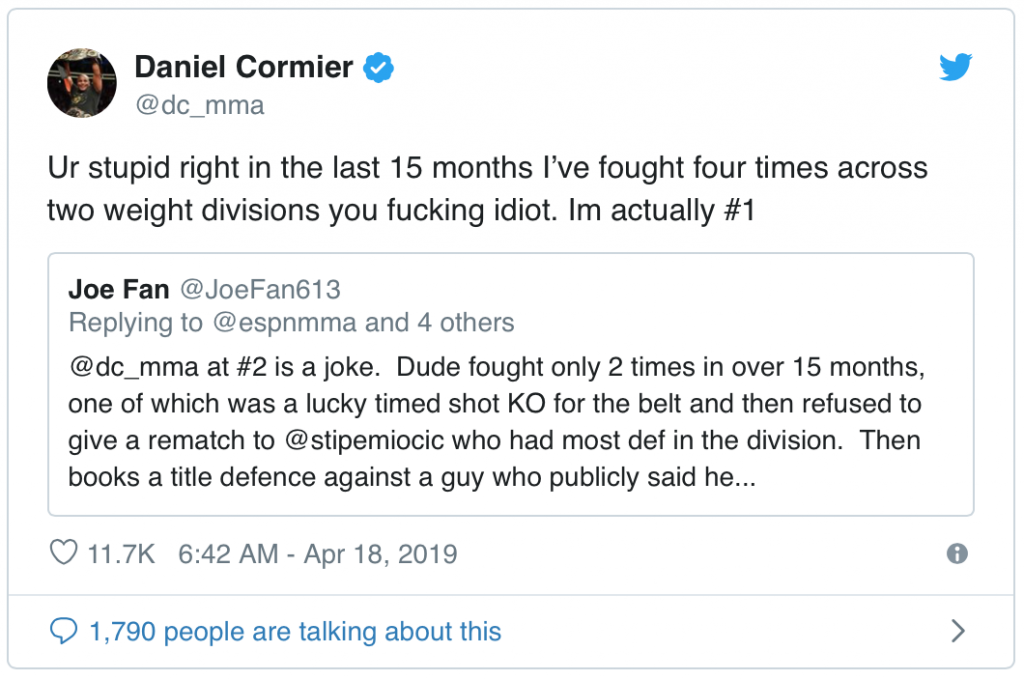 UFC-Kampioen Daniel Cormier zet domme 'hater' voor schut