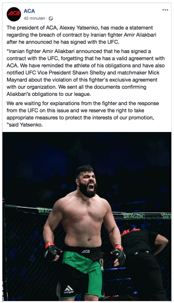 Ruzie: MMA-vechter tekent 'onterecht' bij de UFC