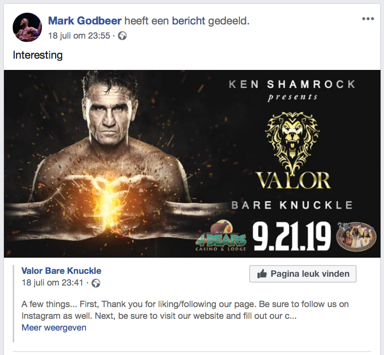 Godbeer en McSweeney in actie tijdens Valor Bare Knuckle