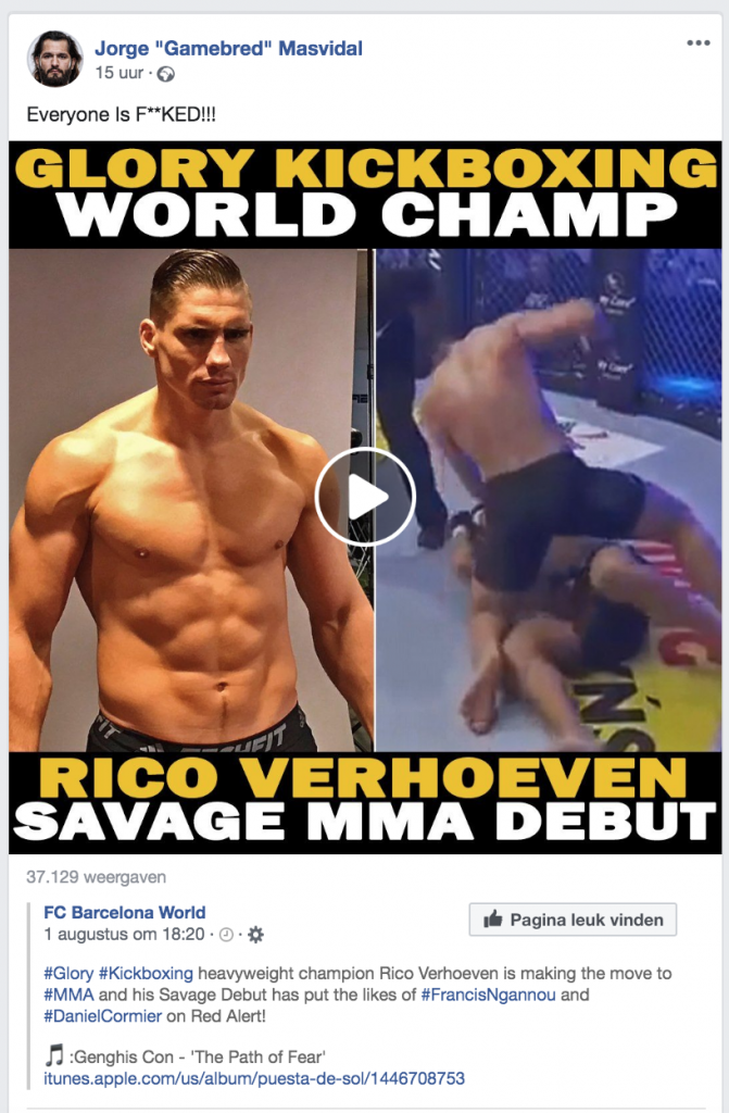 UFC-vechter Masvidal niet onder de indruk van Rico Verhoeven