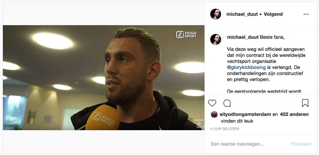 GLORY Kickboxing verlengt contract kickbokser Michael Duut