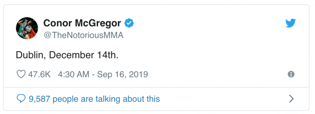 Uit pensioen: Conor McGregor hint naar UFC terugkeer