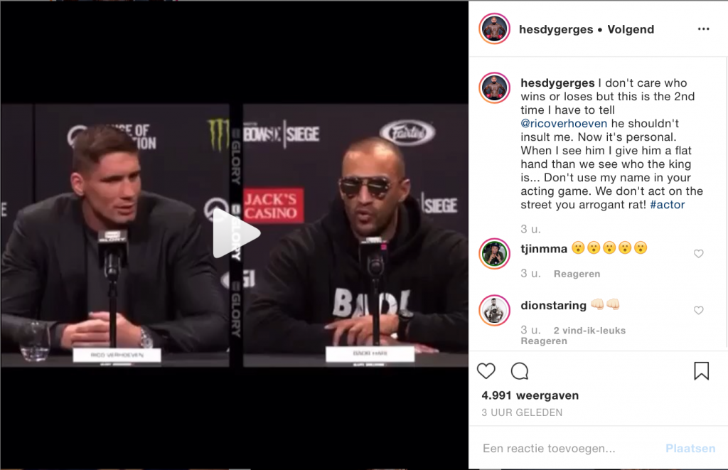 Bekende kickbokser noemt Rico Verhoeven een 'arrogante rat'