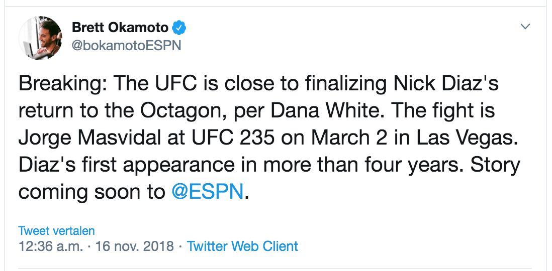 BREAKING: Broer Nate Diaz in wraakgevecht met Jorge Masvidal