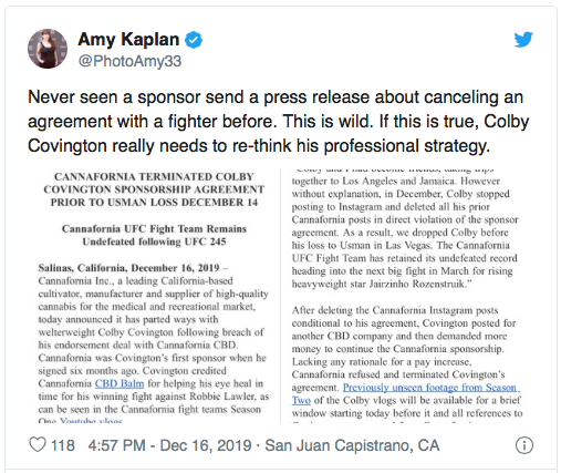 DOMME ACTIE: Top UFC-vechter verliest belangrijke sponsor