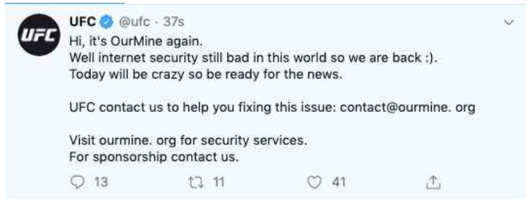 INBRAAK: UFC slachtoffer van internet hackers