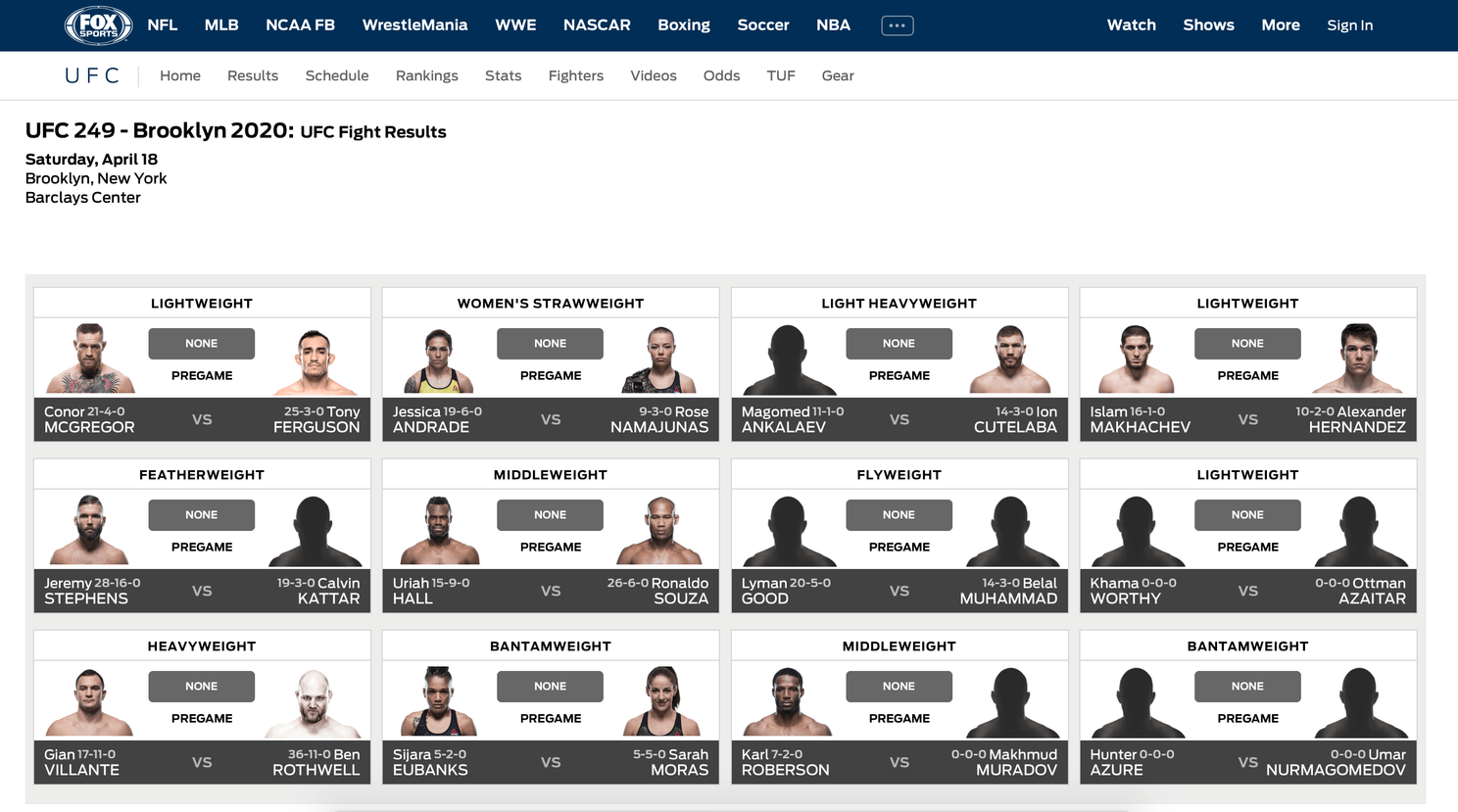 UFC 249 UITSLAGEN: Fox Sports laat McGregor vs Ferguson zien?