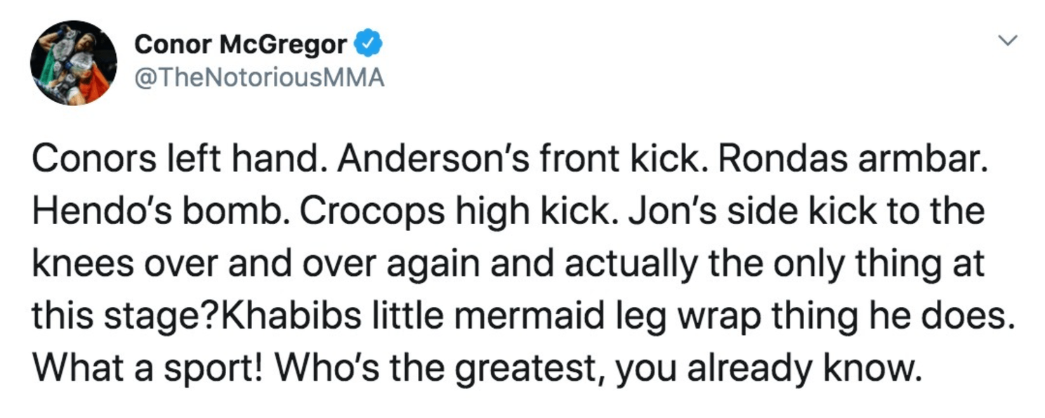 Conor McGregor maakt Khabib belachelijk noemt zichzelf 'de beste' ooit