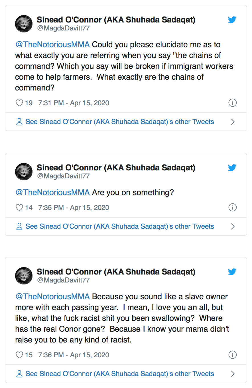 RUZIE: UFC-ster Conor McGregor snoert lastige Sinead O'Connor de mond