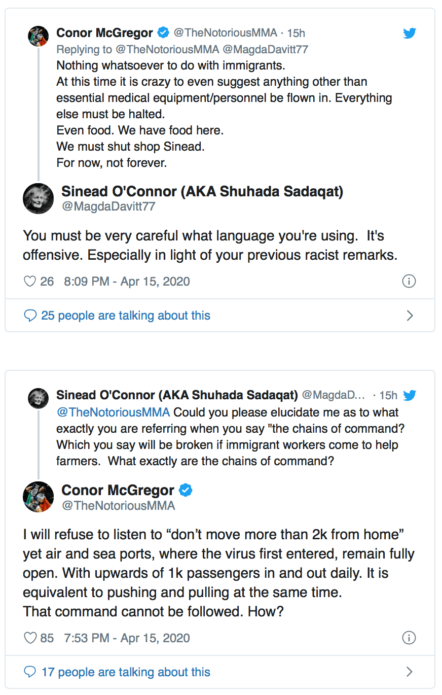 RUZIE: UFC-ster Conor McGregor snoert lastige Sinead O'Connor de mond