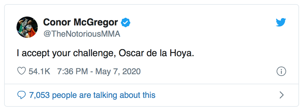BOKSEN: Conor McGregor gaat in op uitdaging Oscar De La Hoya