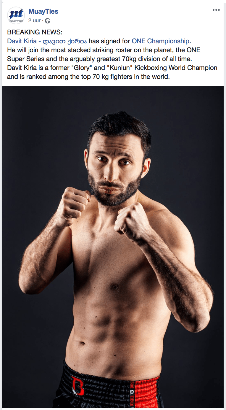 ONE Championship tekent voormalig GLORY kickboxing wereldkampioen