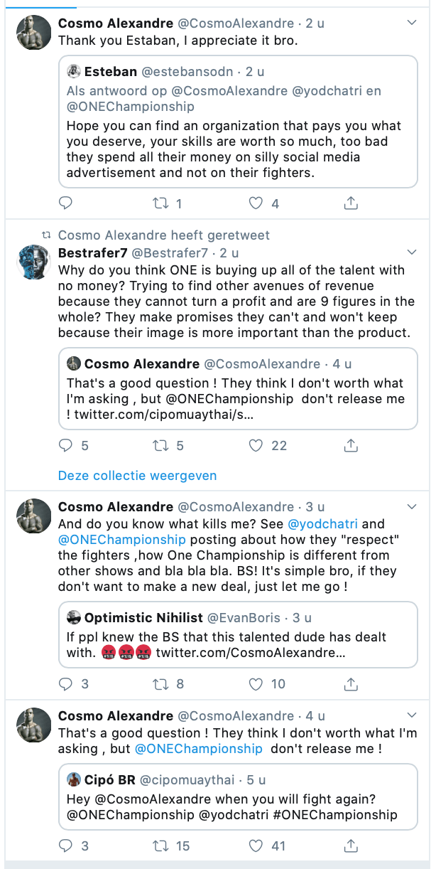 ONE CHAMPIONSHIP ONDER VUUR: Boze kickbokser eist ontslag