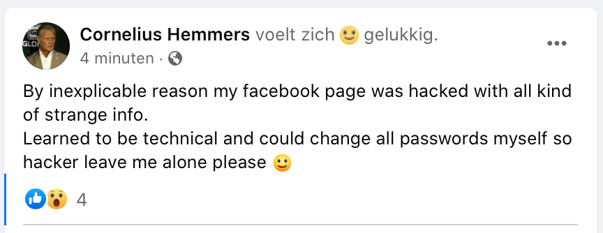 Facebook account GLORY Managing Director Sports doelwit hackers