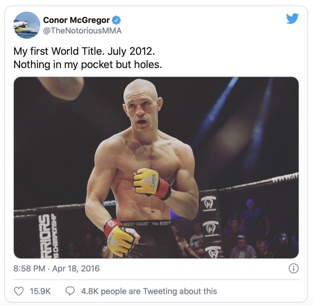 Conor McGregors eerste tweet ooit naar UFC baas Dana White
