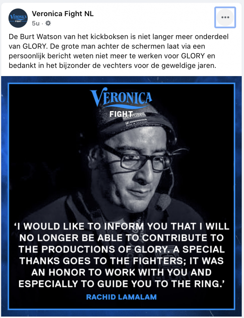 Topman weg bij GLORY Kickboxing: 'Ik kan niet meer bijdragen'