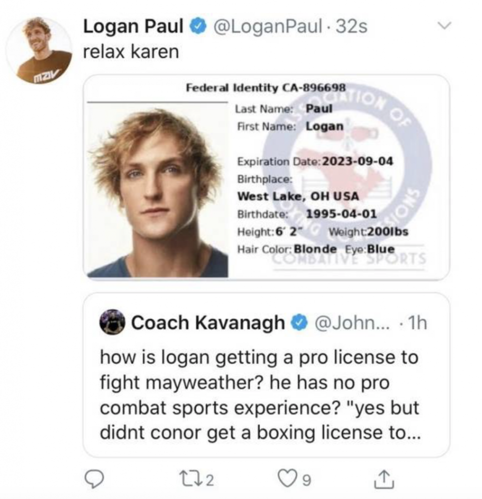 Boks YouTuber verwijdert tweet van coach Conor McGregor