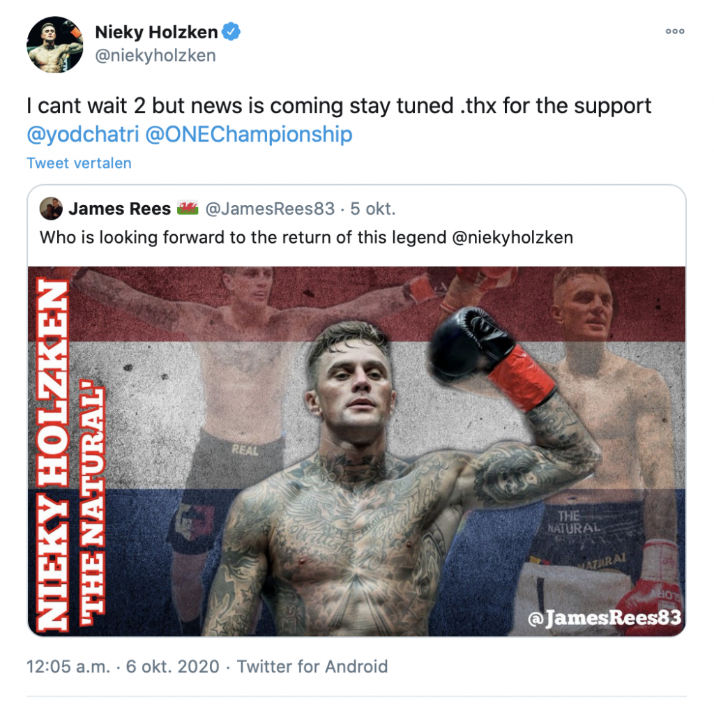 Topkickbokser Nieky Holzken keert bij ONE terug de ring in