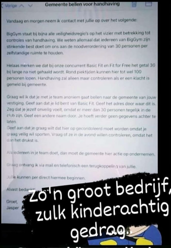 Directeur Sportschool-keten laat personeel corona-meldingen doen over concurrenten