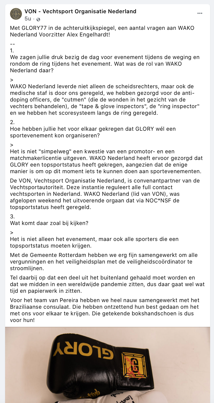 Vragen over uitslagen en regels GLORY Kickboxing evenementen