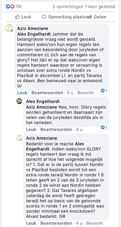 Vragen over uitslagen en regels GLORY Kickboxing evenementen