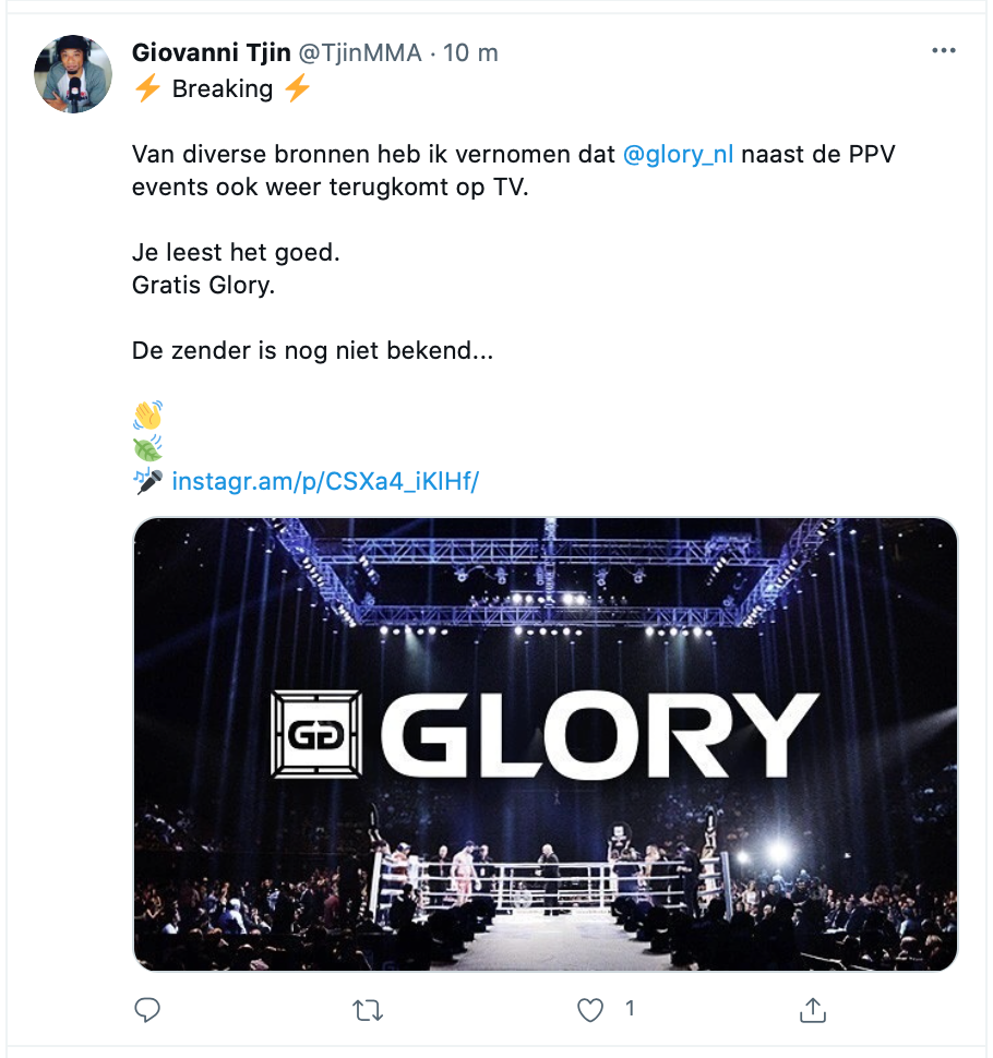 Glory events 'GRATIS' op tv te zien? (Gerucht)