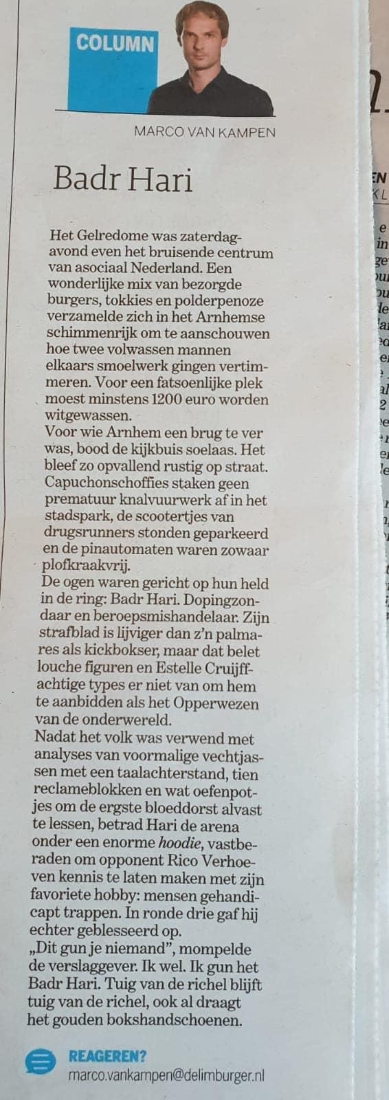 HAAT: Journalist beledigd Badr Hari en kickboks fans