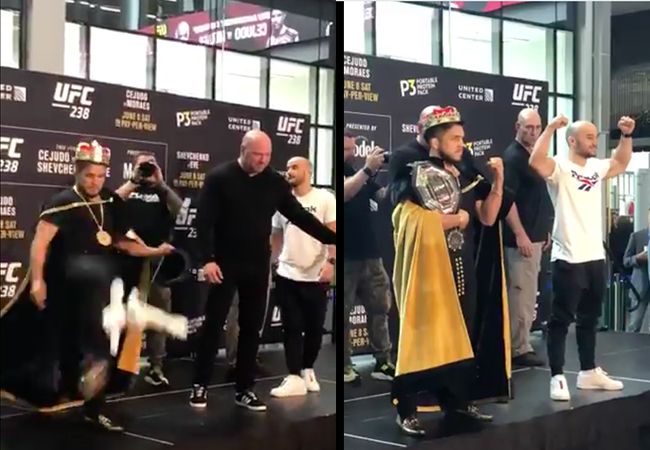 UFC-Kampioen Henry Cejudo schopt konijn publiek in (video)