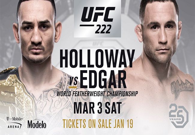 Max Holloway verdedigt titel tegen Frankie Edgar op UFC 222