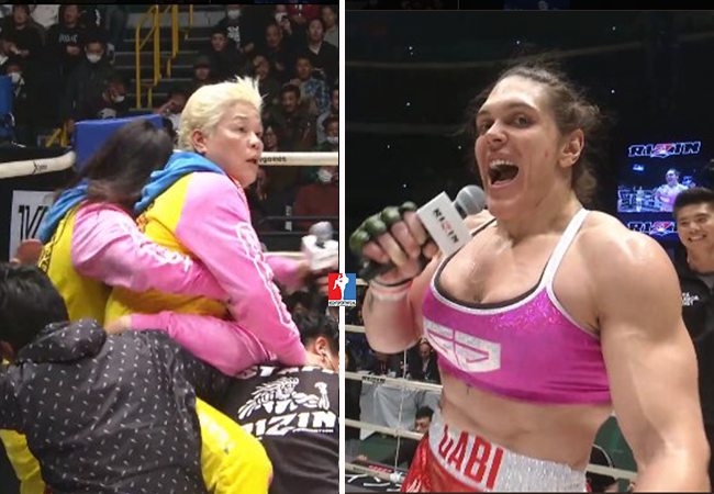 Reuzin Garcia verpletterd tegenstander: Japanse 'oma' wil rematch (video)