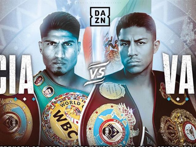 Bokskampioenen Mikey Garcia en Jessie Vargas de ring in