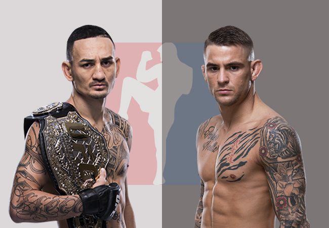 Max Holloway vs Dustin Poirier headliner tijdens UFC 236