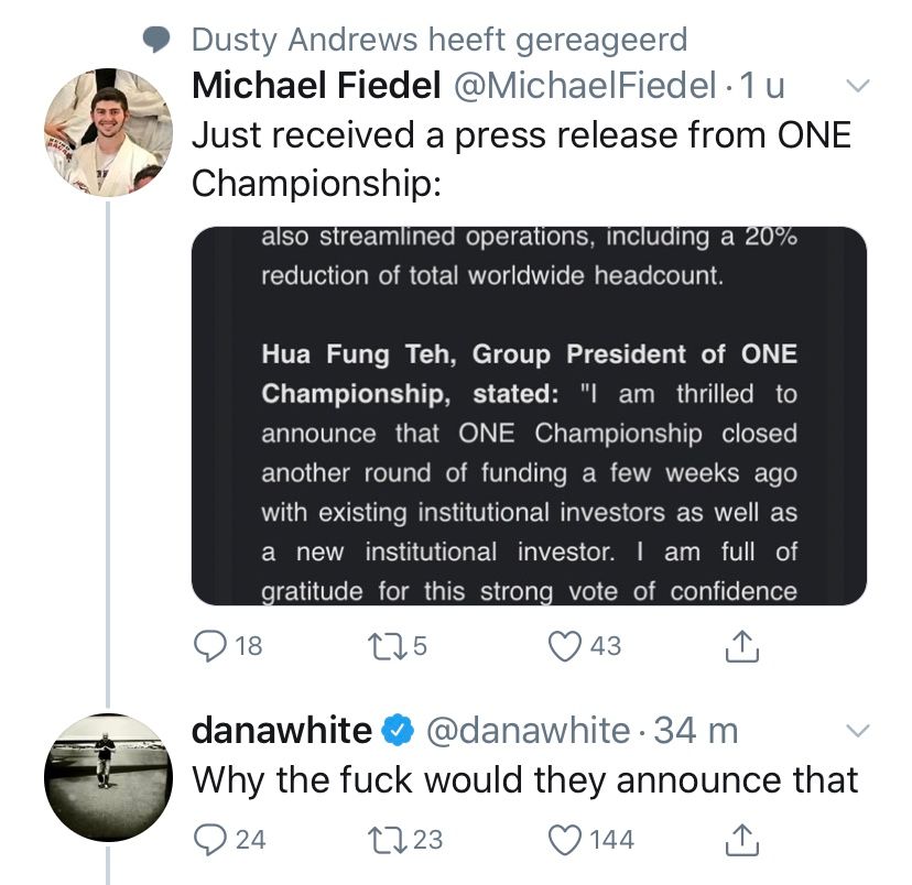 ONE CHAMPIONSHIP HAALT MILJOENEN OP: UFC Baas Dana White verbaast