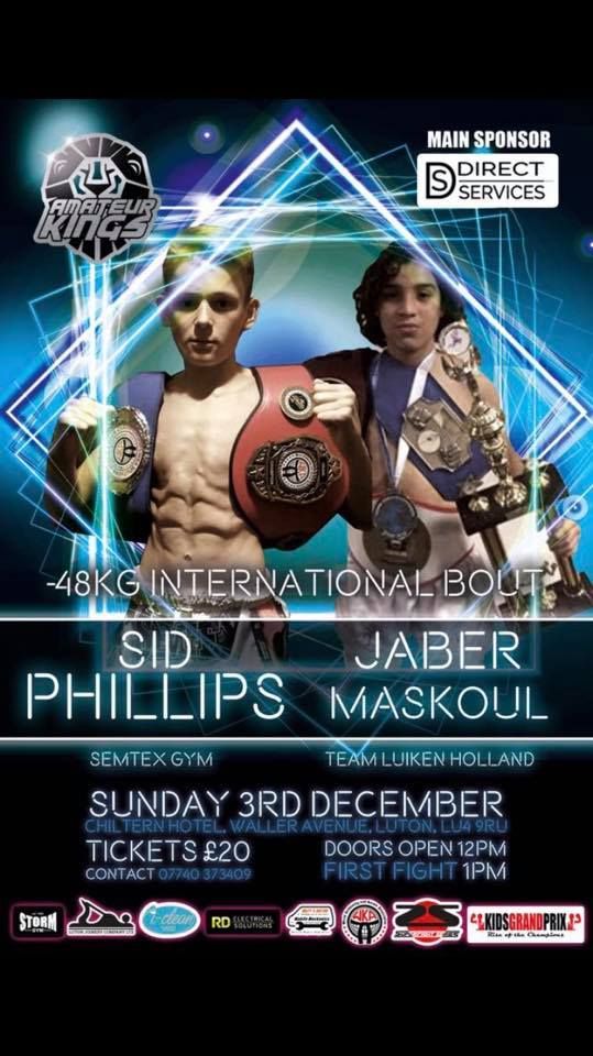 Jong Kickboks Talent Jaber Maskoul in titelgevecht op Amateur Kings 3 in Engeland