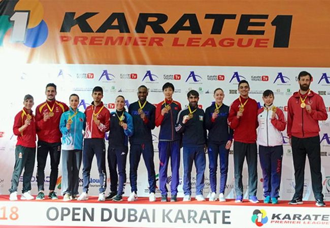 SANDRA SANCHEZ EN DAMIAN QUINTERO WINNAARS KARATE 1 PREMIER LEAGUE IN DUBAI
