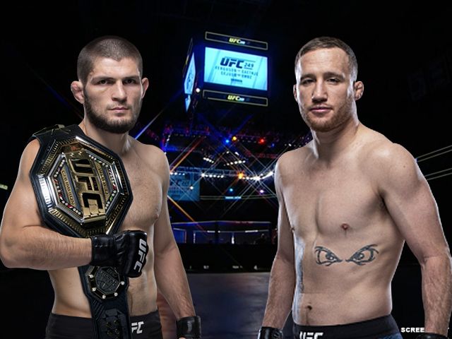 Khabib Nurmagomedov vs. Justin Gaethje tijdens UFC 253