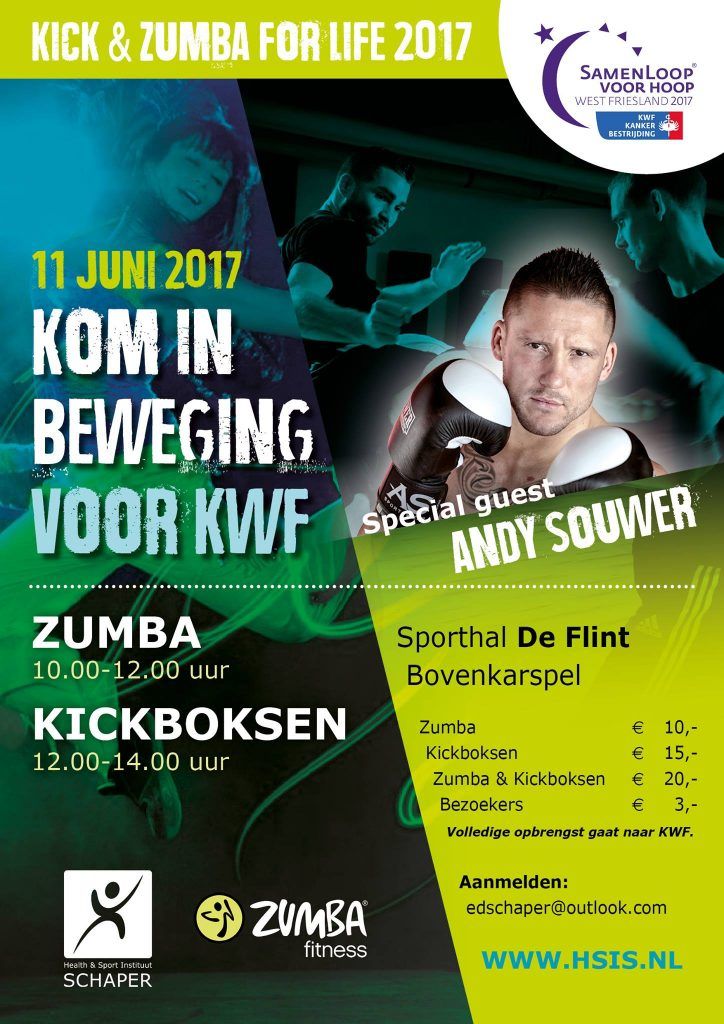 Kick & Zumba for life 2017, doe mee en steun het KWF!