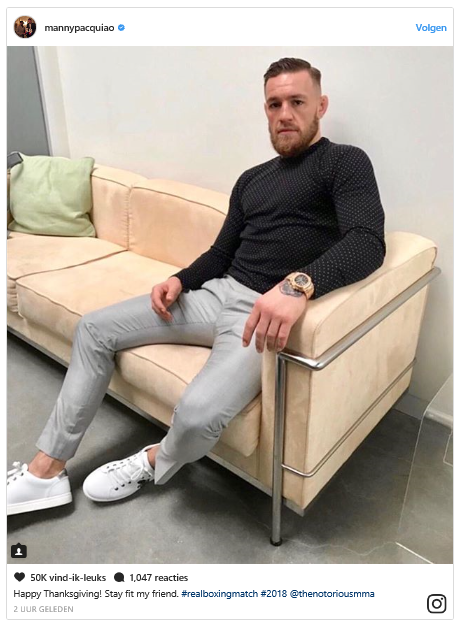 Manny Pacquiao zinspeelt naar bokswedstrijd tegen Conor McGregor in 2018