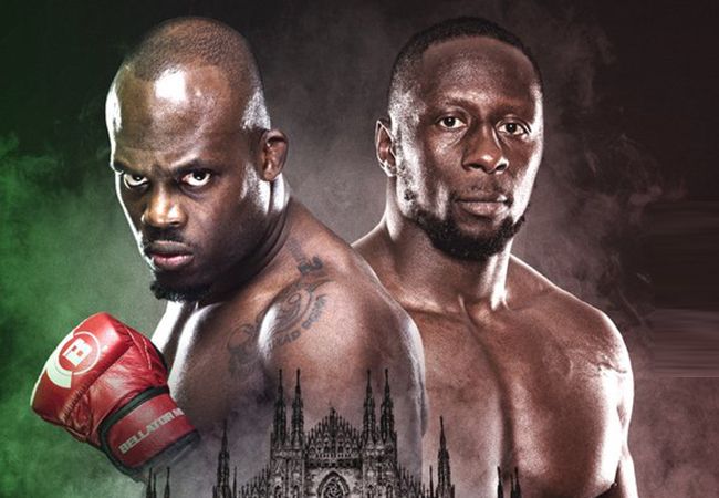 Melvin Manhoef in actie tijdens Bellator Milaan