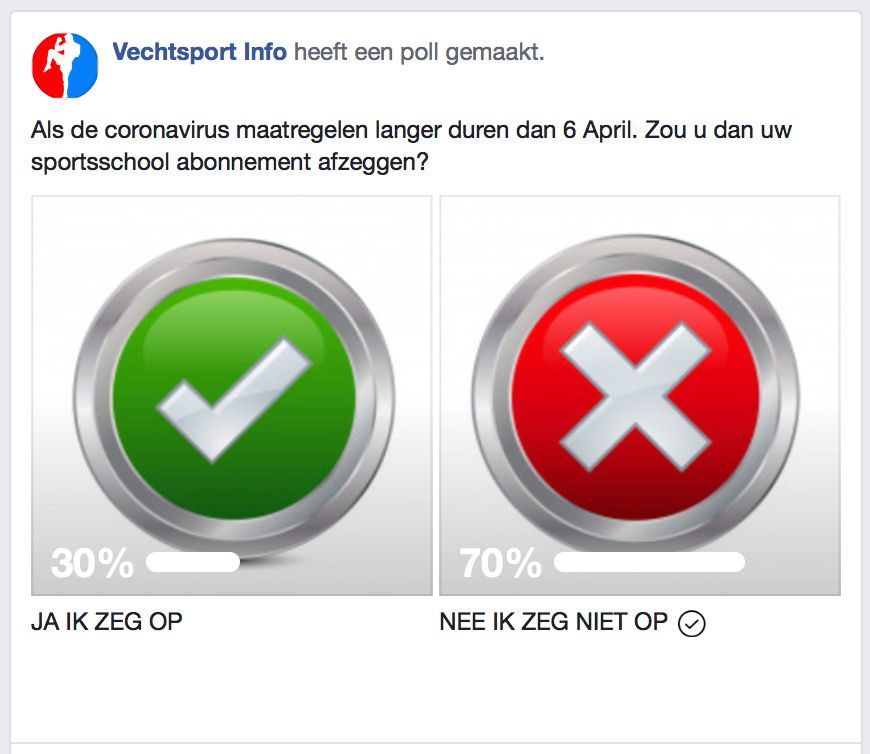 CORONAVIRUS POLL: Opzeggen Gym Abonnement JA of NEE