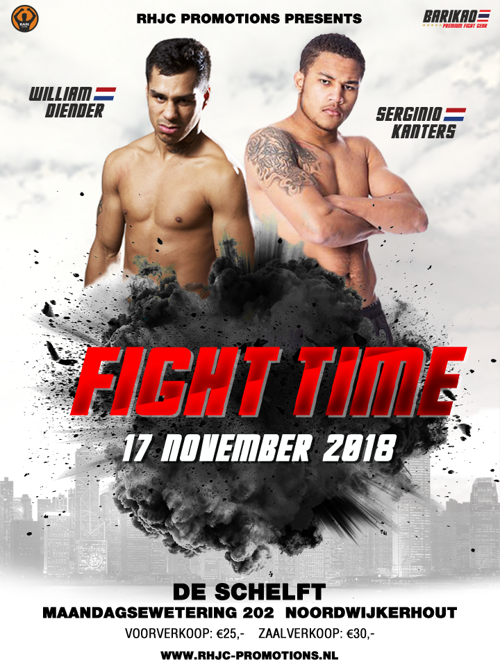 Serginio Kanters treft William Diender in Hoofdpartij voor Fight Time 17