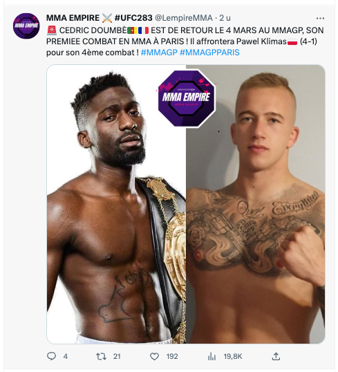 Ex-Glory Cedric Doumbé geboekt voor vierde MMA partij in maart
