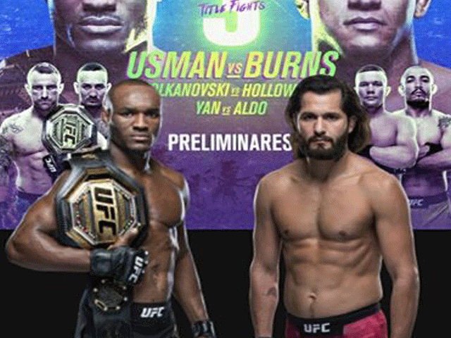 Jorge Masvidal vs Kamaru Usman tijdens UFC 251 op 11 juli