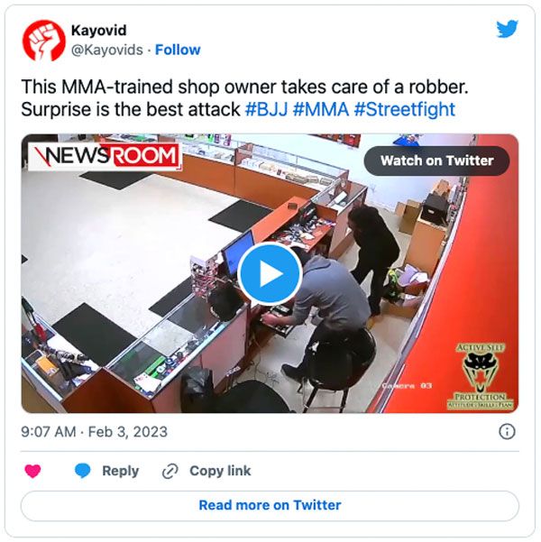 Overvaller in winkel krijgt er flink van langs! Jiu-Jitsu blijkt effectief