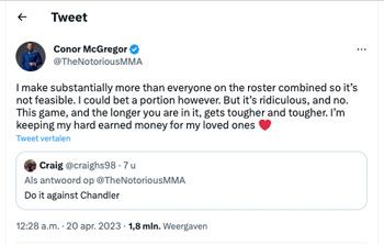 'Zwakkeling!' UFC-ster Conor McGregor zet kritische fan voor schut op social media